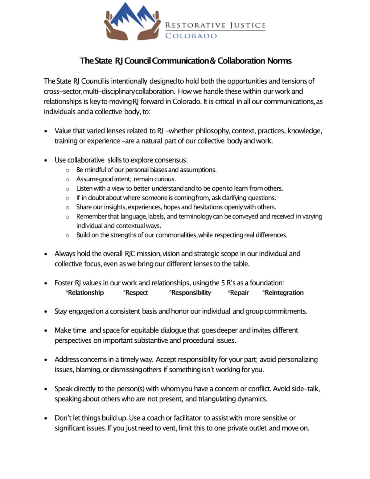 RJ Communication and Collaboration Norms